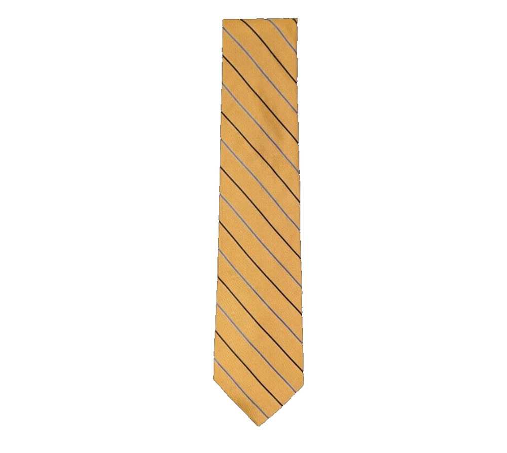 Nautica Necktie Yellow Diagonal Stripes 100% Silk 57" Length